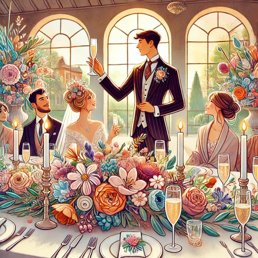 Wedding scene with a toast